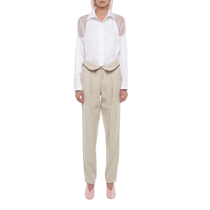 The Zip Pleated Pant in Natural